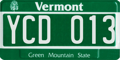 VT license plate YCD013