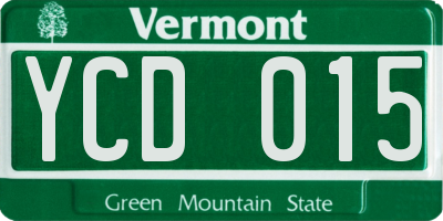 VT license plate YCD015