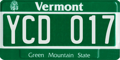 VT license plate YCD017