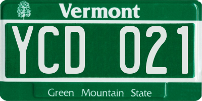 VT license plate YCD021