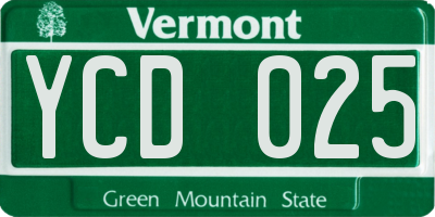 VT license plate YCD025