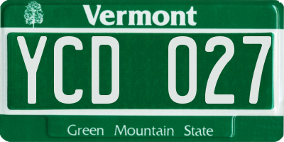 VT license plate YCD027