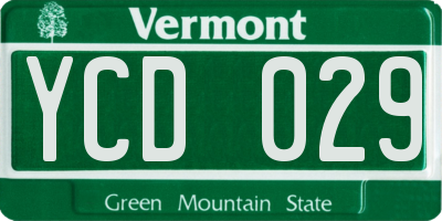 VT license plate YCD029