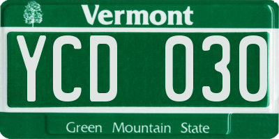 VT license plate YCD030