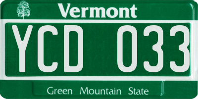 VT license plate YCD033