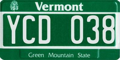 VT license plate YCD038