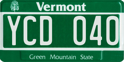 VT license plate YCD040