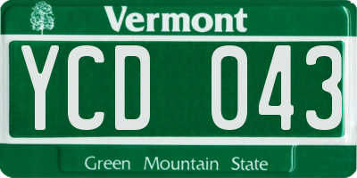 VT license plate YCD043