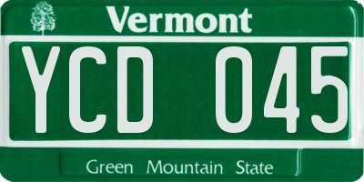 VT license plate YCD045