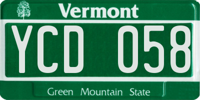 VT license plate YCD058