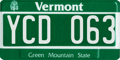 VT license plate YCD063