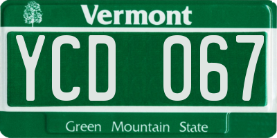VT license plate YCD067