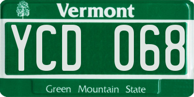 VT license plate YCD068
