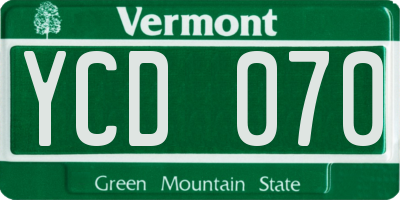 VT license plate YCD070
