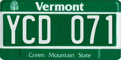 VT license plate YCD071