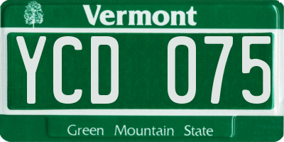VT license plate YCD075