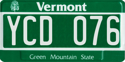 VT license plate YCD076