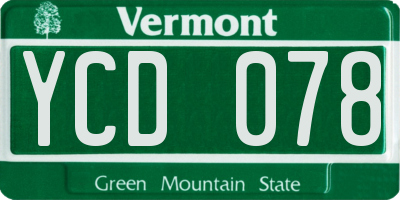VT license plate YCD078