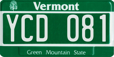 VT license plate YCD081