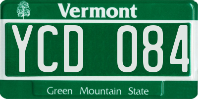VT license plate YCD084