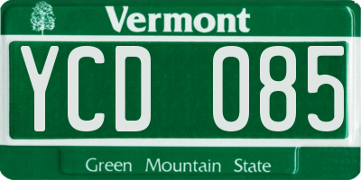 VT license plate YCD085