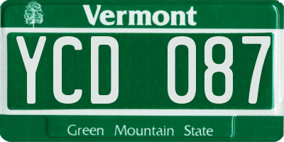 VT license plate YCD087