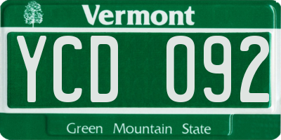 VT license plate YCD092
