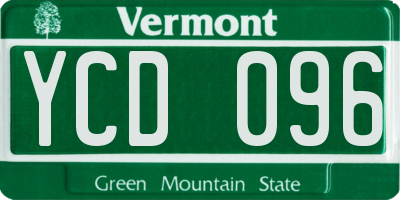 VT license plate YCD096
