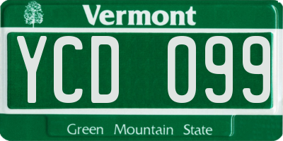 VT license plate YCD099