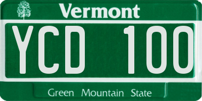 VT license plate YCD100