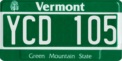 VT license plate YCD105