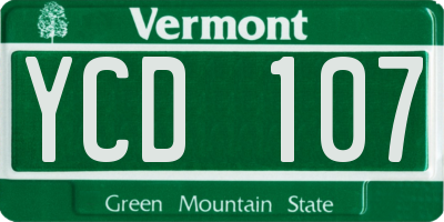 VT license plate YCD107