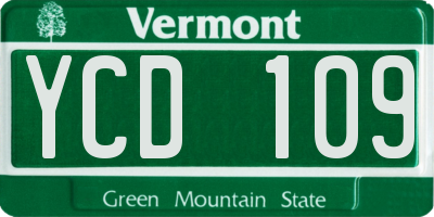 VT license plate YCD109