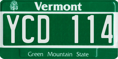 VT license plate YCD114