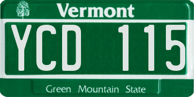 VT license plate YCD115