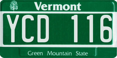 VT license plate YCD116