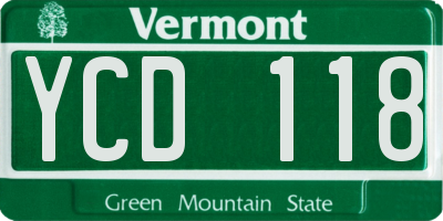 VT license plate YCD118