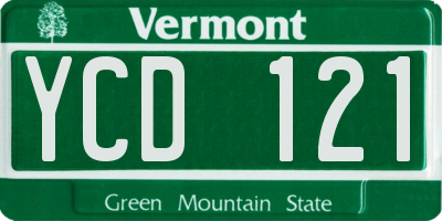 VT license plate YCD121