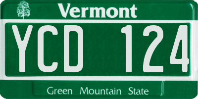 VT license plate YCD124