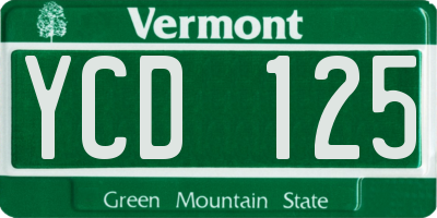 VT license plate YCD125
