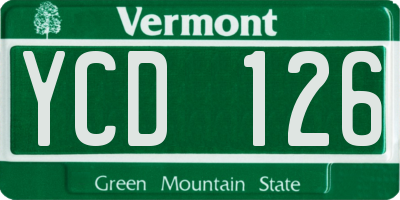 VT license plate YCD126