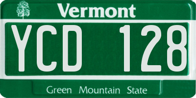 VT license plate YCD128