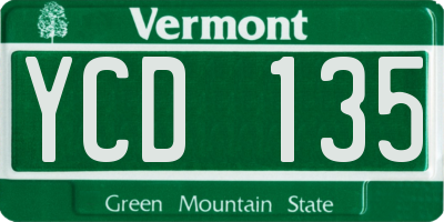 VT license plate YCD135