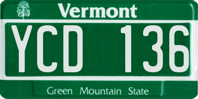 VT license plate YCD136