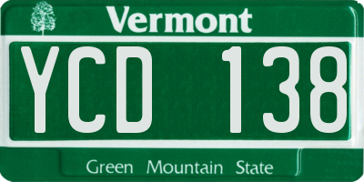 VT license plate YCD138