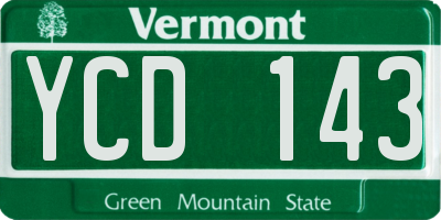 VT license plate YCD143