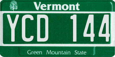 VT license plate YCD144