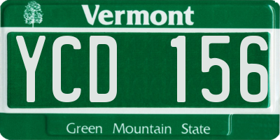 VT license plate YCD156