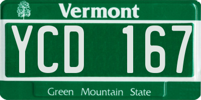 VT license plate YCD167