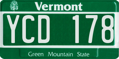 VT license plate YCD178